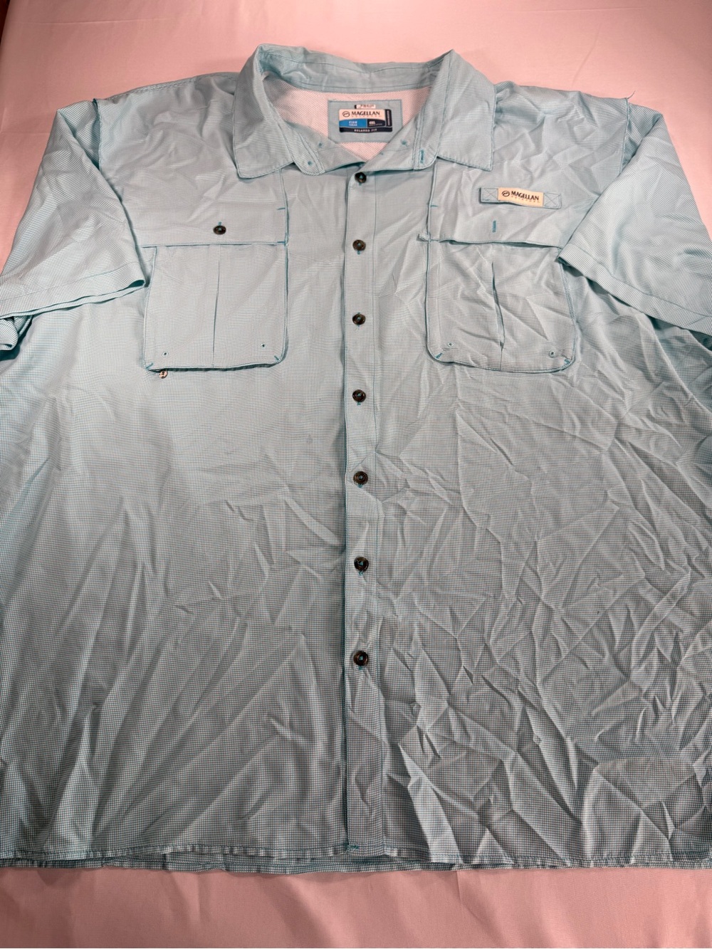 Magellan Outdoors blue/green 4XL Men’s Casual Button Down Shirt Fish Gear